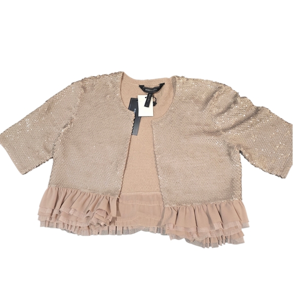 BCBGMaxAzria Other - BCBGMaxAzria Kids Sequin Blazer with Ruffle Trim - Tan